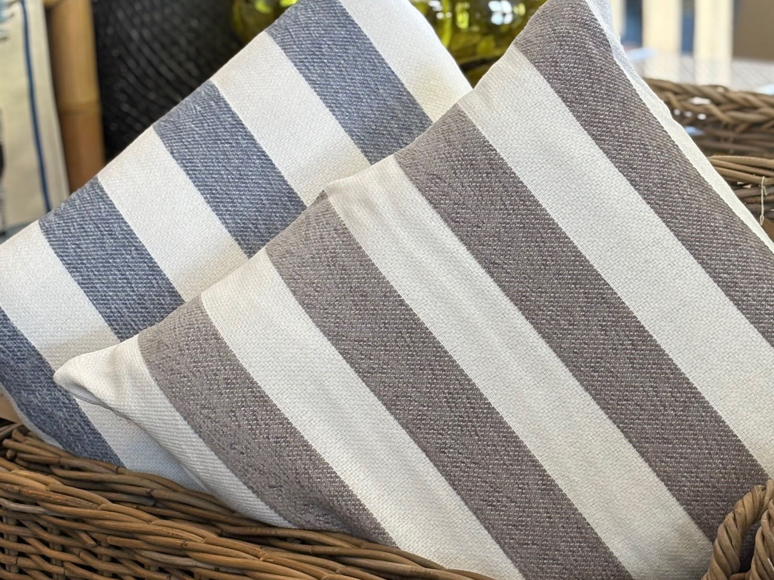 Blue and White Striped Scatter Cushion - The Hideaway