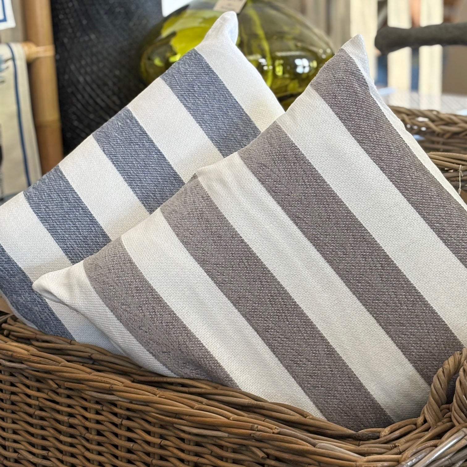 Blue and White Striped Scatter Cushion - The Hideaway
