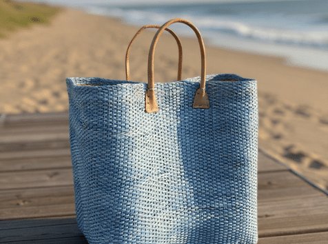 Baby Blue Sisal Beach Basket - The Hideaway