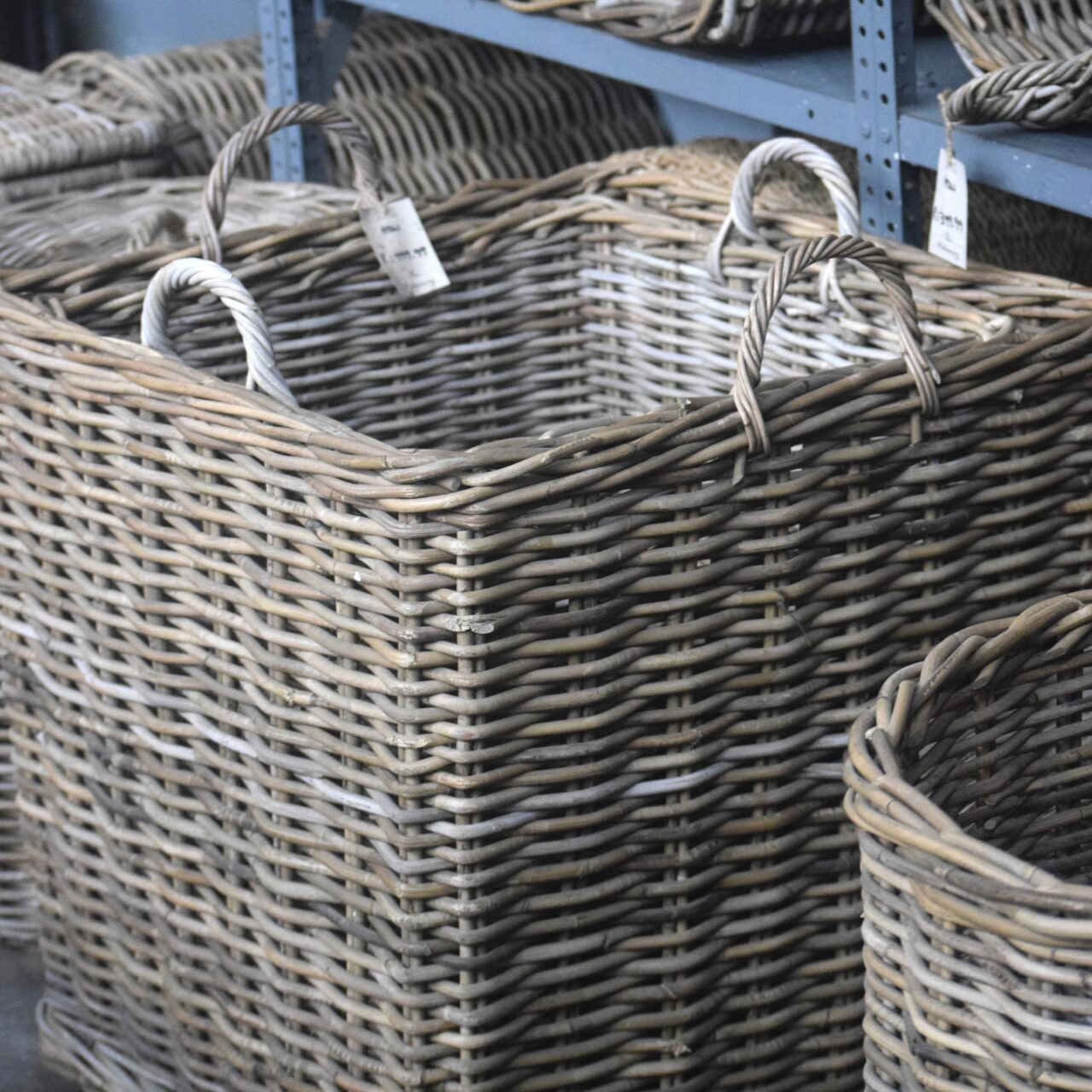 Square Rattan Basket with Handles - The Hideaway