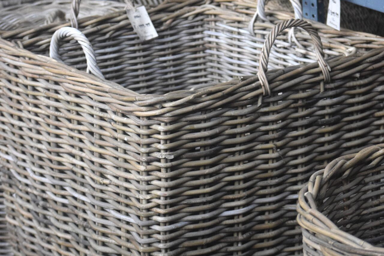 Square Rattan Basket with Handles - The Hideaway