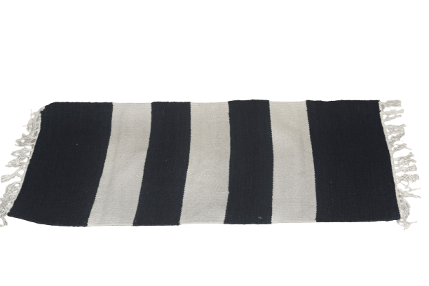 Navy & Cream Cotton Floor Mat - The Hideaway