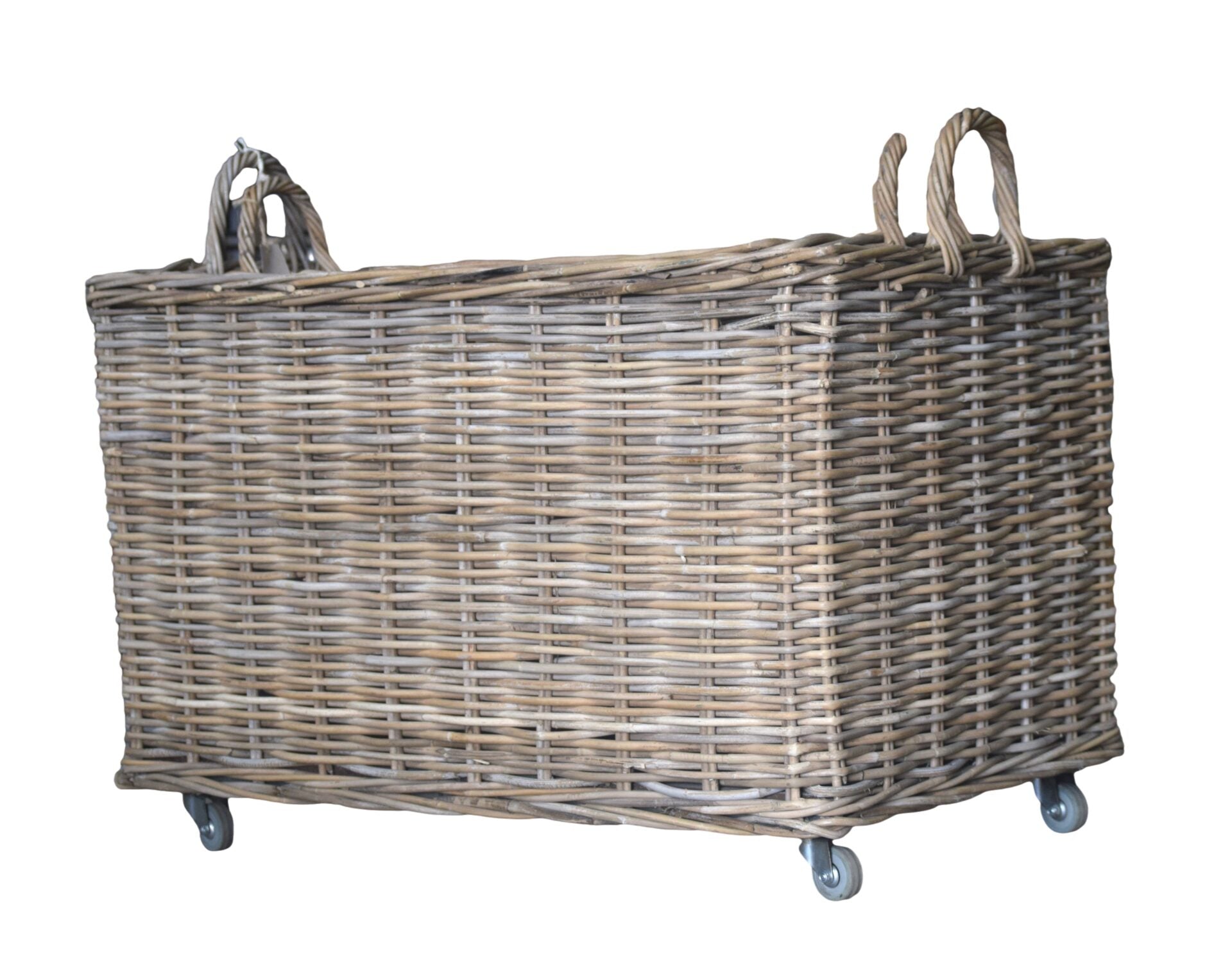 Rectangular Rattan Basket on Wheels - The Hideaway