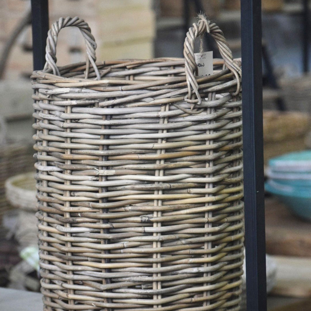 Round Rattan Basket with Handles - The Hideaway