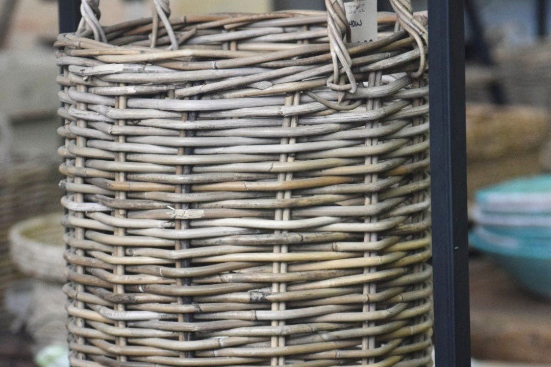 Round Rattan Basket with Handles - The Hideaway