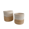 Rattan Waste Paper Basket Natural and White - The Hideaway