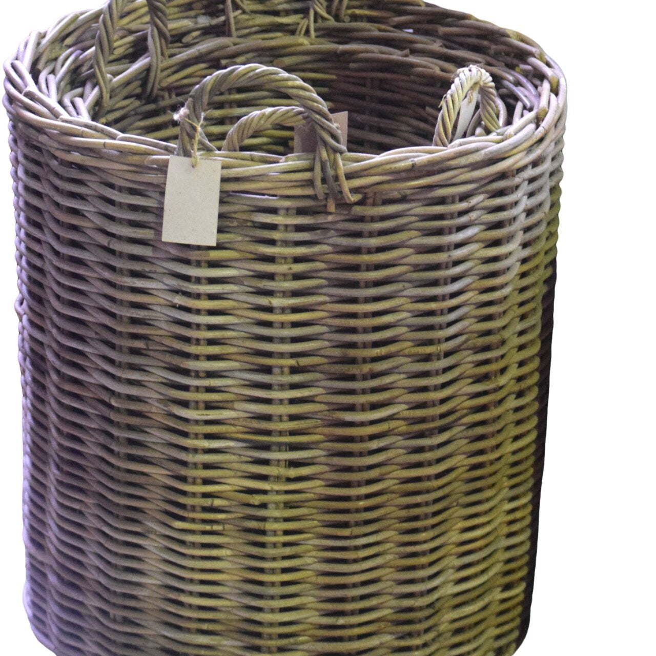 Round Rattan Basket with Handles - The Hideaway