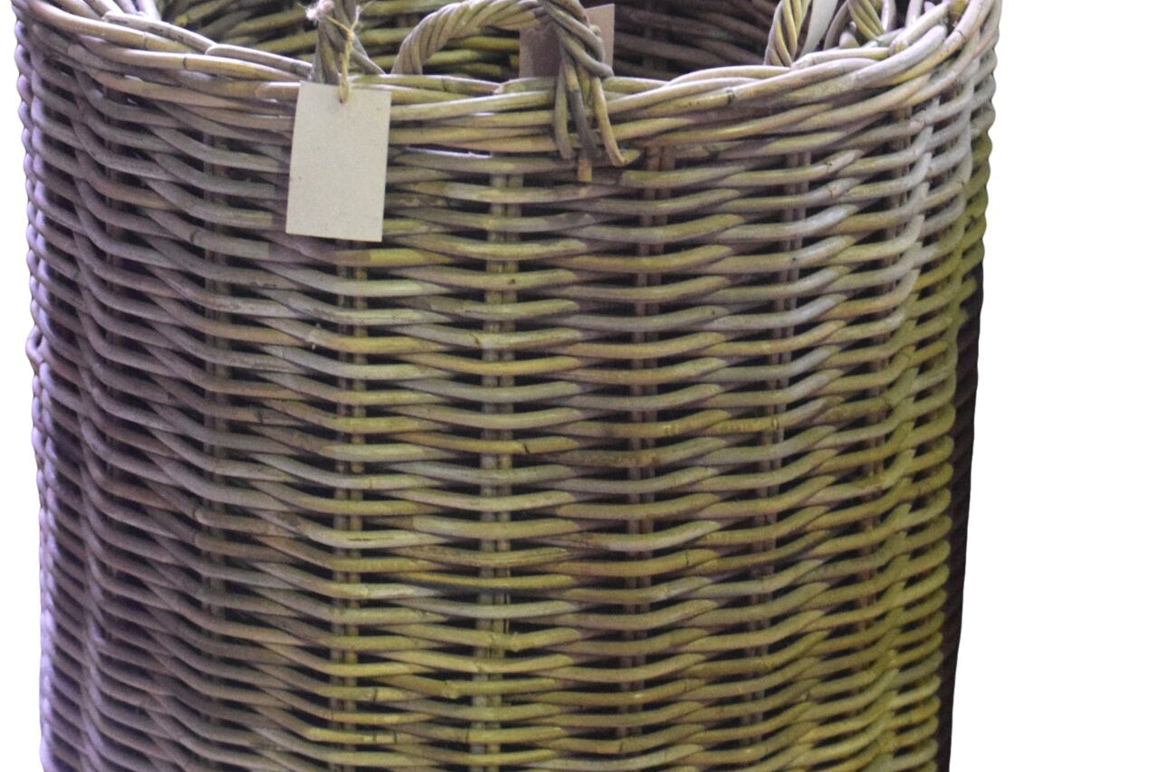 Round Rattan Basket with Handles - The Hideaway