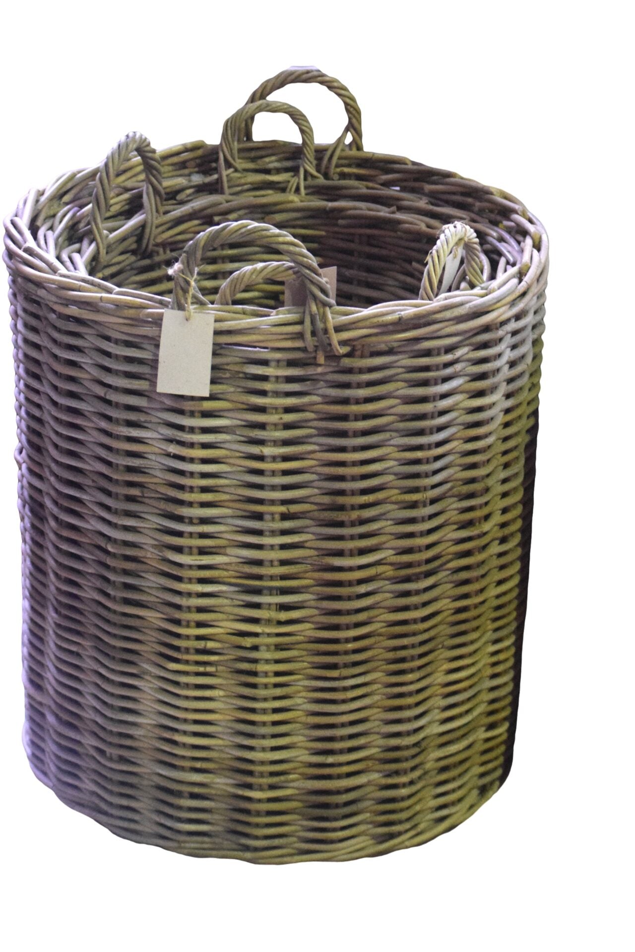 Round Rattan Basket with Handles - The Hideaway