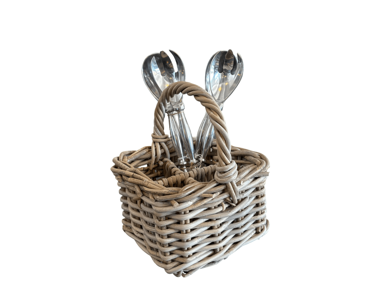 Rattan Cutlery Holder with Handle - The Hideaway