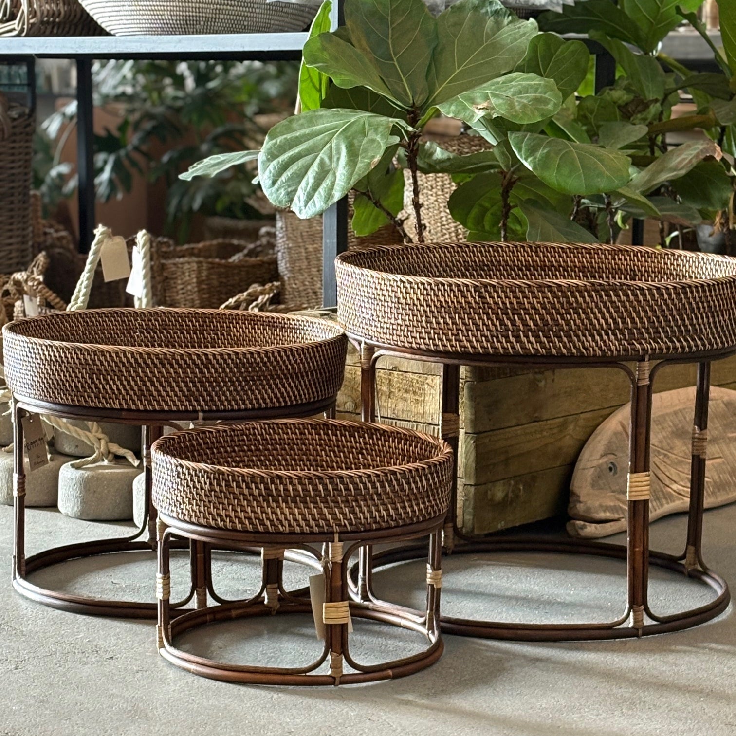 Rattan Side Table - The Hideaway
