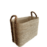 Rectangle Seagrass Basket with Plaited Banana Leaf Handle - The Hideaway