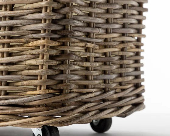 Square Rattan Basket on Wheels - The Hideaway