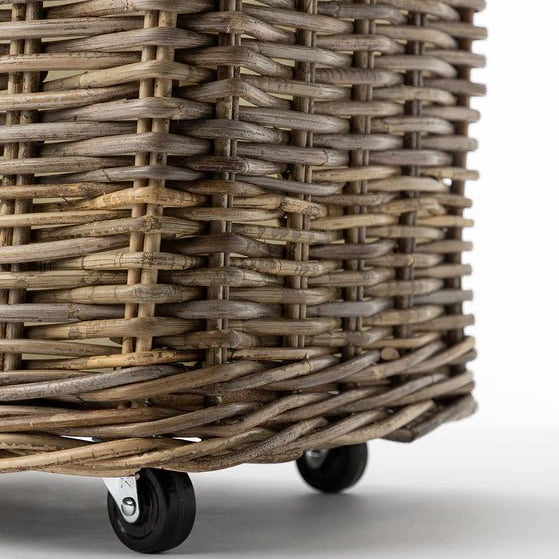 Square Rattan Basket on Wheels - The Hideaway
