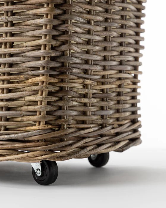 Square Rattan Basket on Wheels - The Hideaway