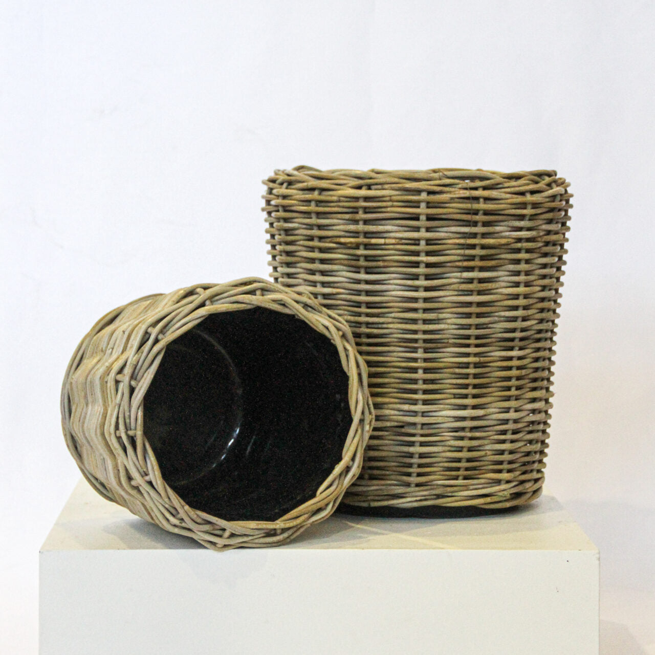 Small Rattan Planter with Lined Inner - The Hideaway