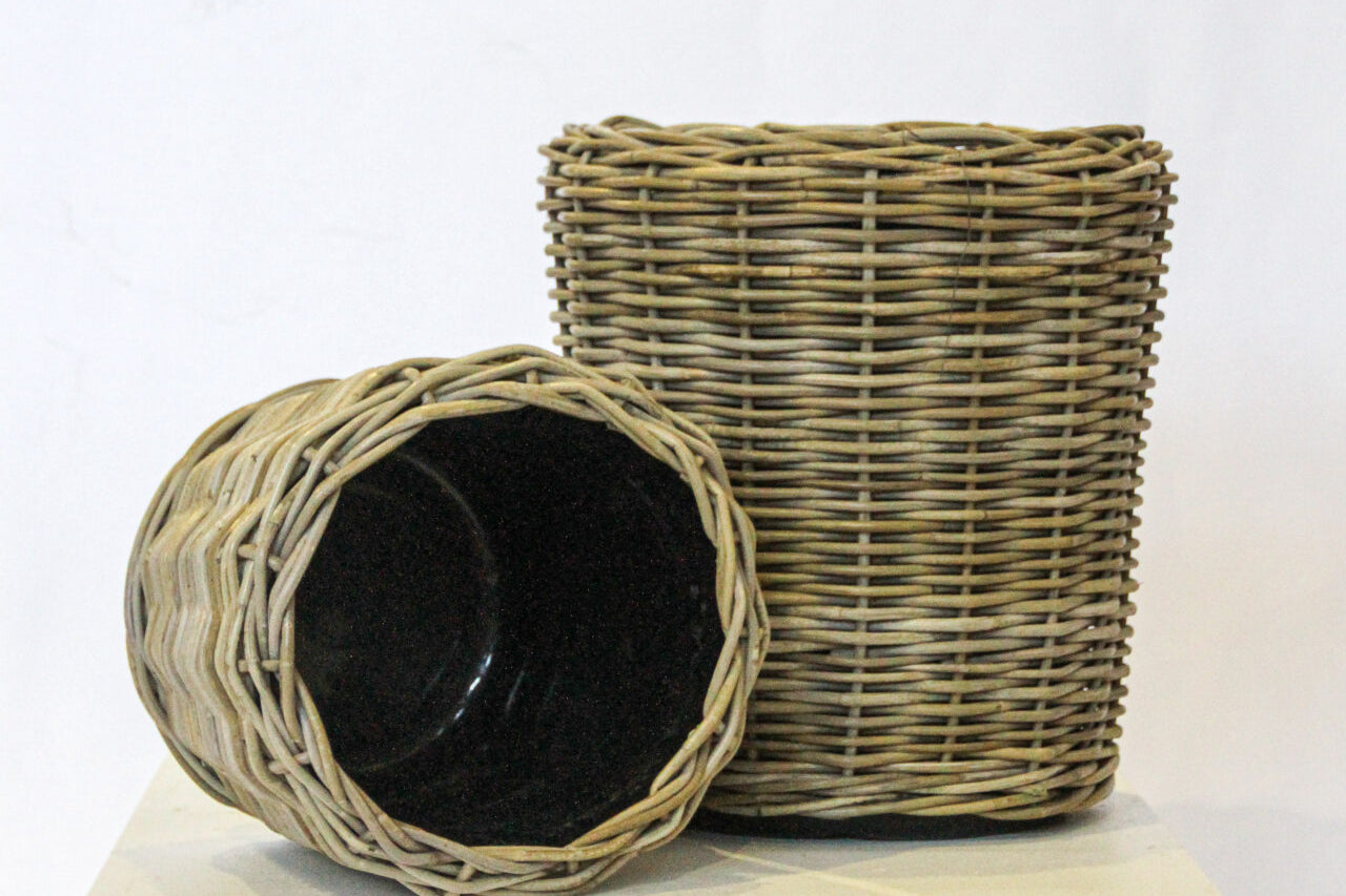 Small Rattan Planter with Lined Inner - The Hideaway