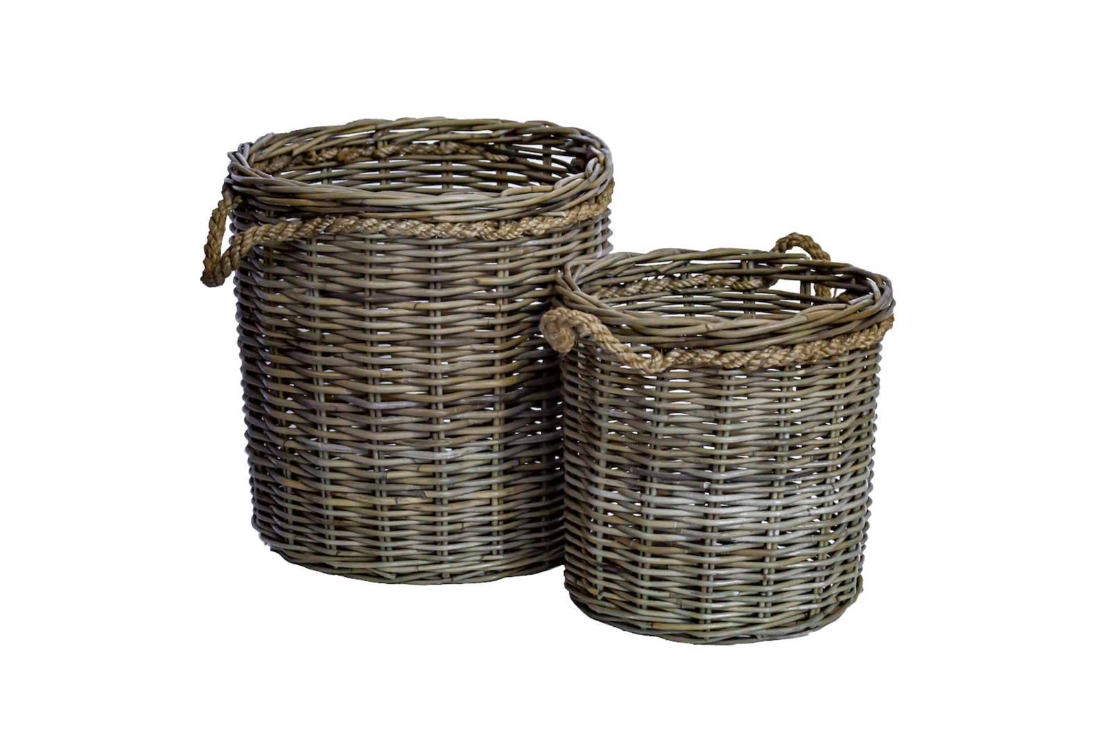 Large Round Rattan Basket with Rope Handles - The Hideaway