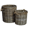 Large Round Rattan Basket with Rope Handles - The Hideaway