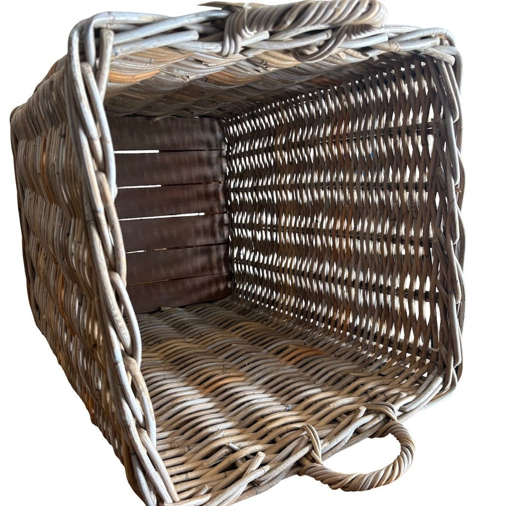 Square Rattan Basket on Wheels - The Hideaway