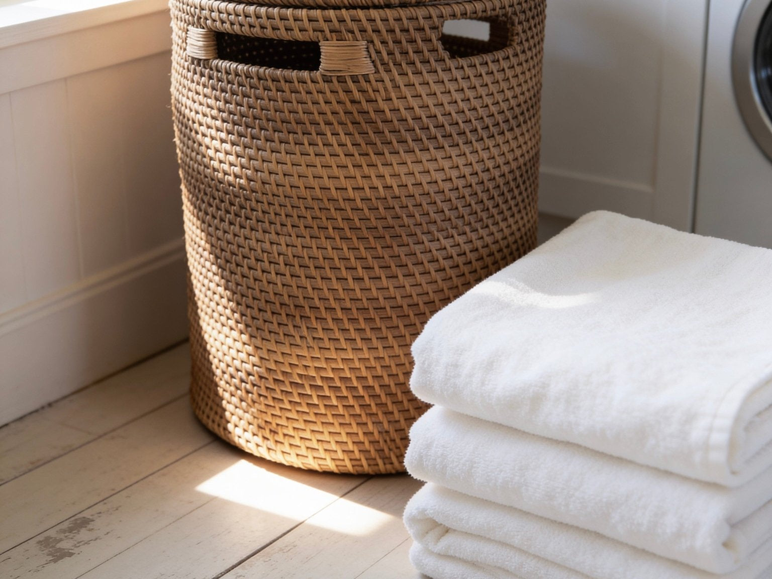 Dark Rattan Cylinder Laundry Basket with Lid - The Hideaway