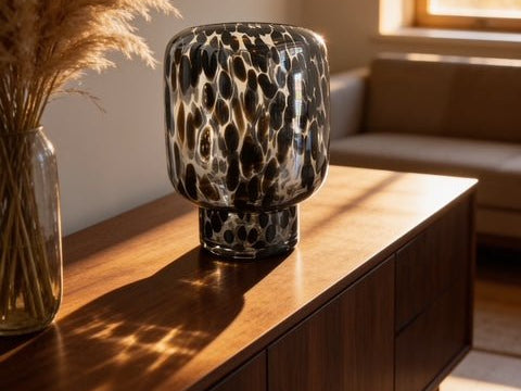 Black Dotted Vase 26cm - The Hideaway