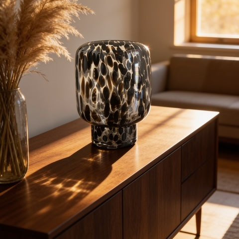Black Dotted Vase 26cm - The Hideaway