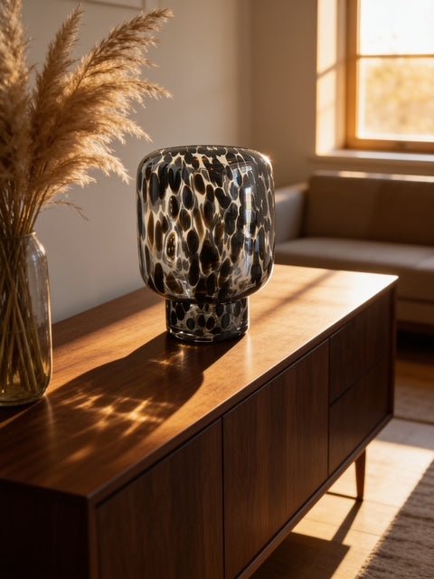 Black Dotted Vase 26cm - The Hideaway