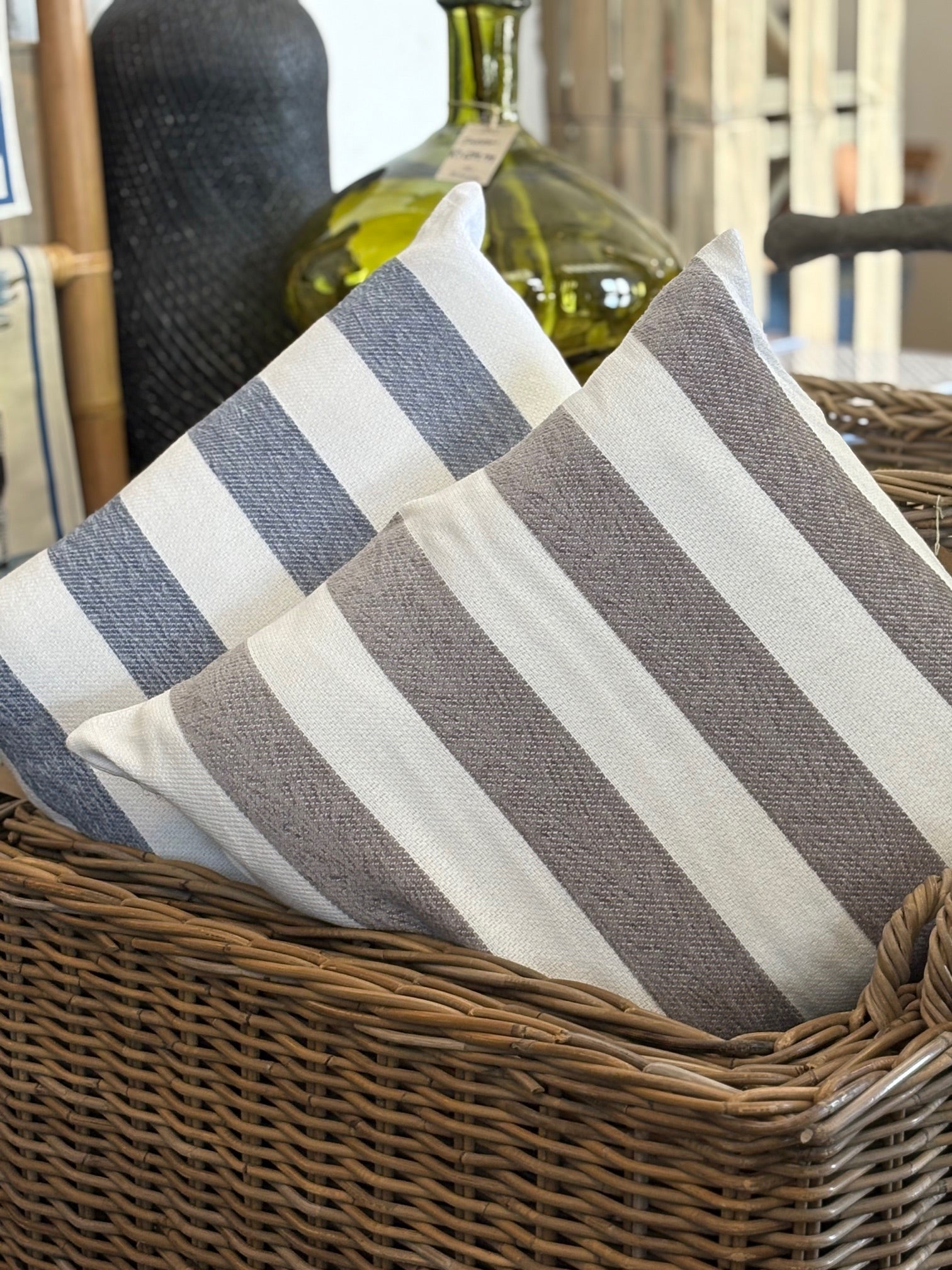 Blue and White Striped Scatter Cushion - The Hideaway