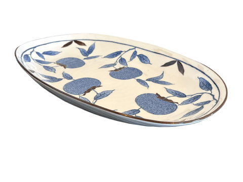 Blue Floral Oval Serving Platter - The Hideaway