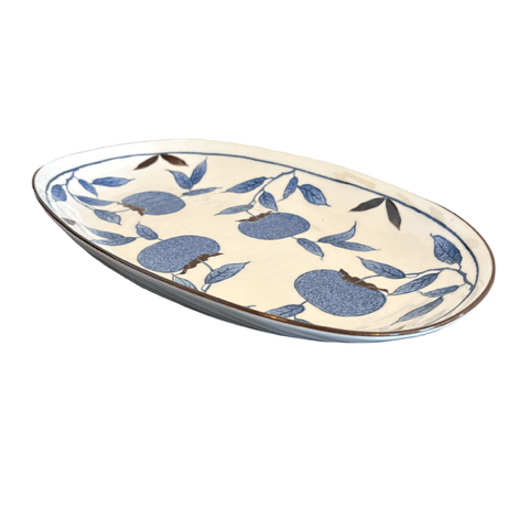 Blue Floral Oval Serving Platter - The Hideaway