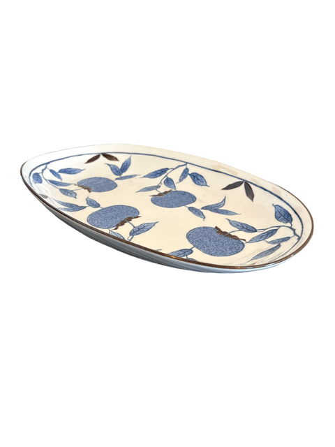Blue Floral Oval Serving Platter - The Hideaway