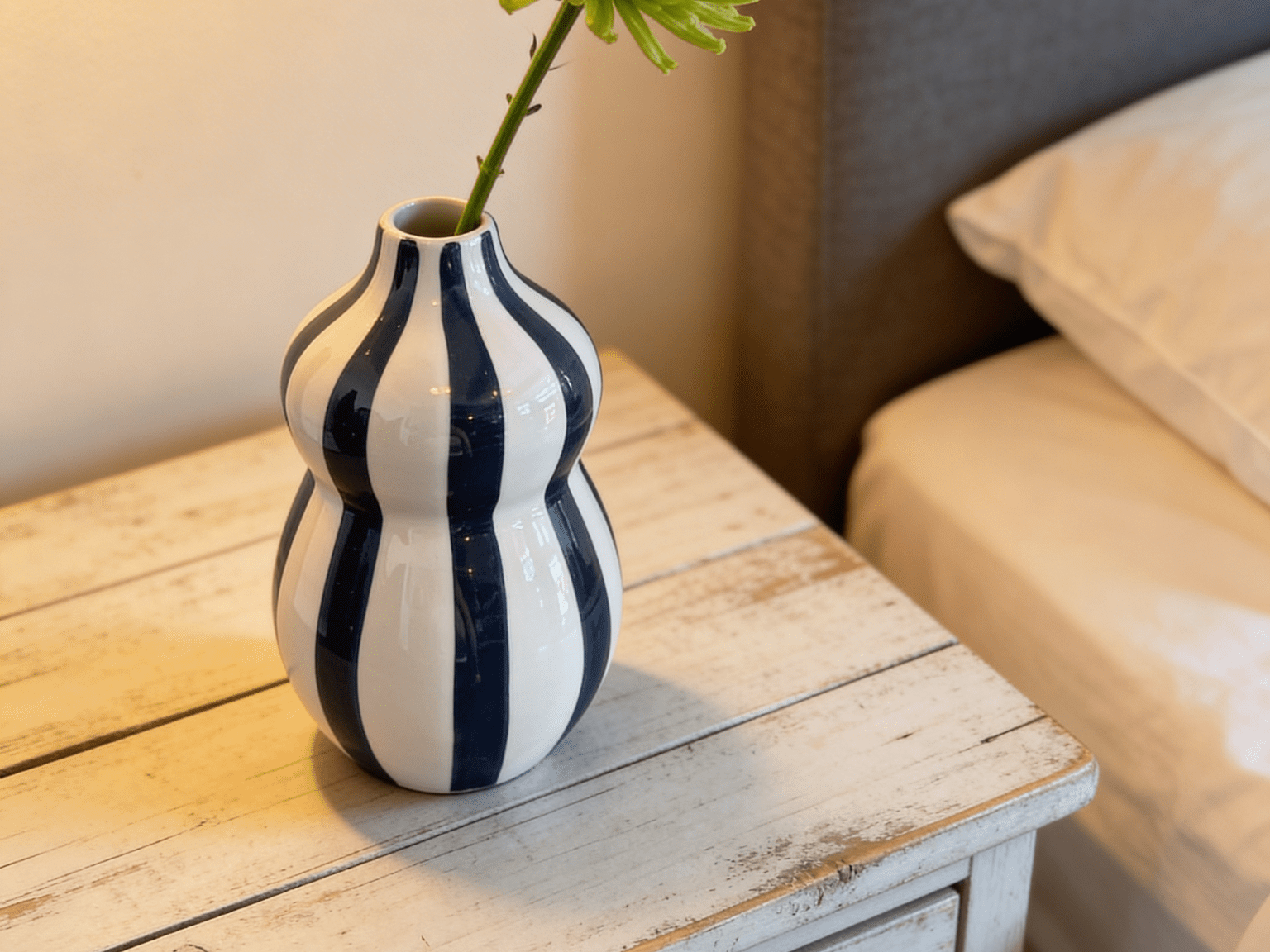 Blue and White Striped Dumbo Vase - The Hideaway