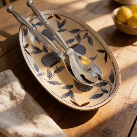 Blue Floral Oval Serving Platter - The Hideaway