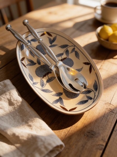 Blue Floral Oval Serving Platter - The Hideaway