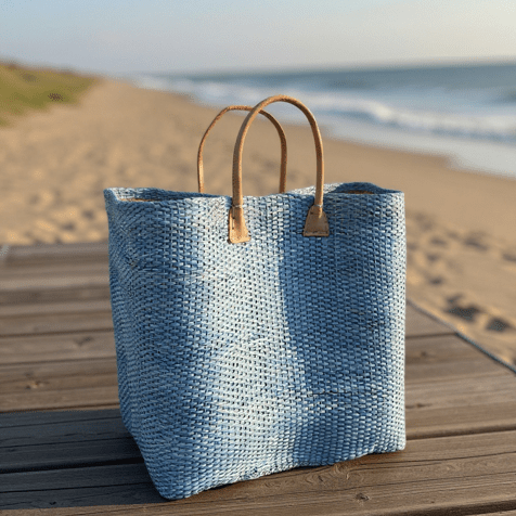 Baby Blue Sisal Beach Basket - The Hideaway