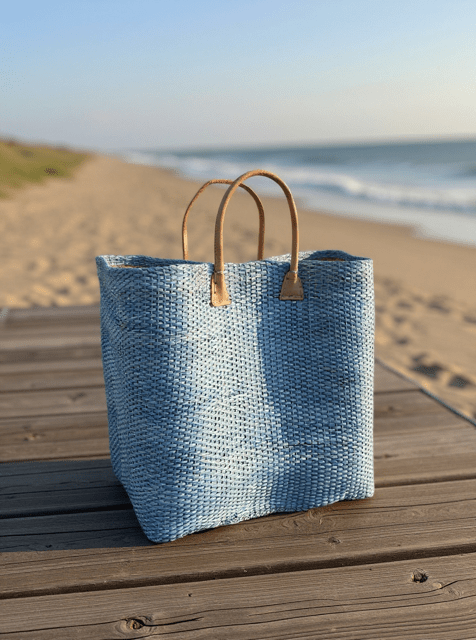 Baby Blue Sisal Beach Basket - The Hideaway