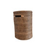 Dark Rattan Cylinder Laundry Basket with Lid - The Hideaway