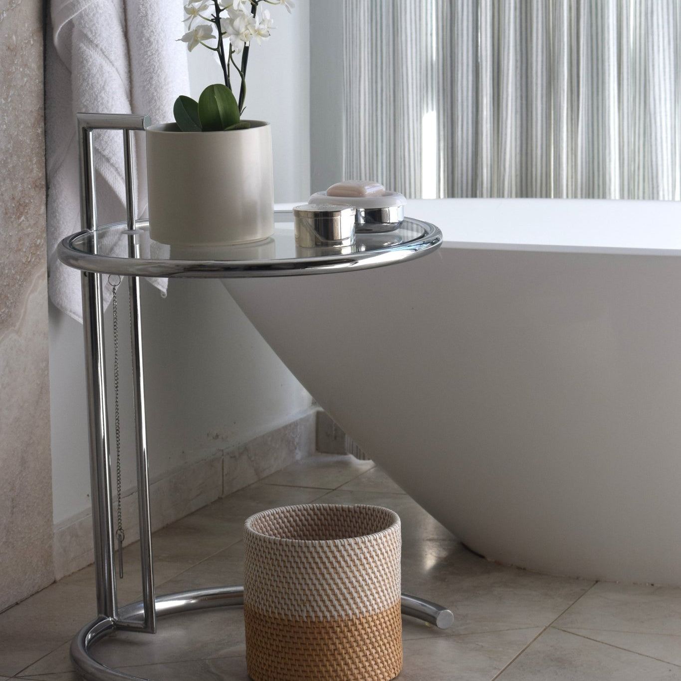 Rattan Waste Paper Basket Natural and White - The Hideaway