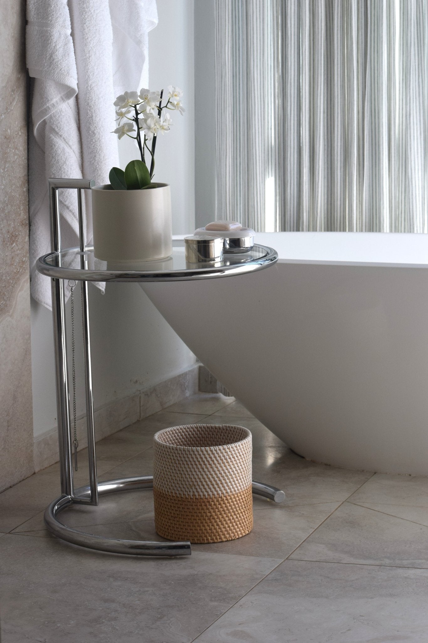 Rattan Waste Paper Basket Natural and White - The Hideaway