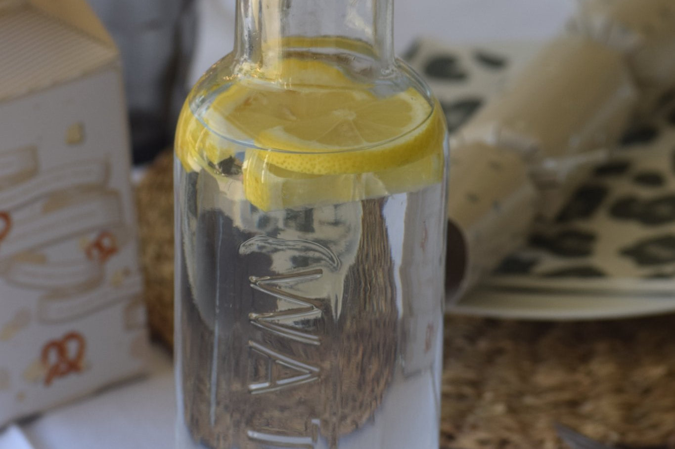 Glass Water Bottle with Cork Lid - The Hideaway