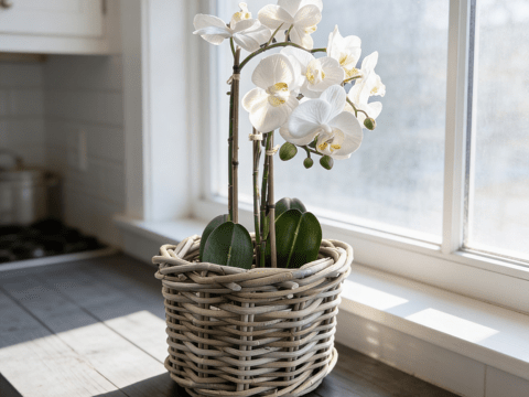 Small Round Rattan Plant Holder - The Hideaway