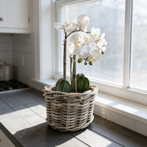Small Round Rattan Plant Holder - The Hideaway