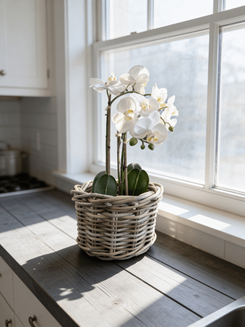 Small Round Rattan Plant Holder - The Hideaway