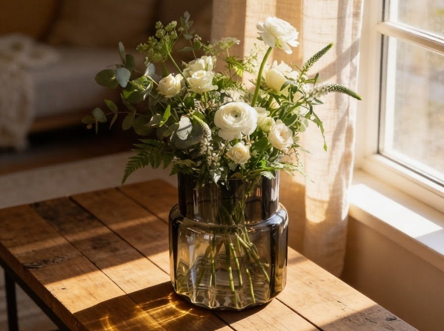 Grey Optic Line Vase 16cm - The Hideaway