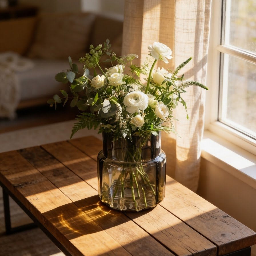 Grey Optic Line Vase 16cm - The Hideaway
