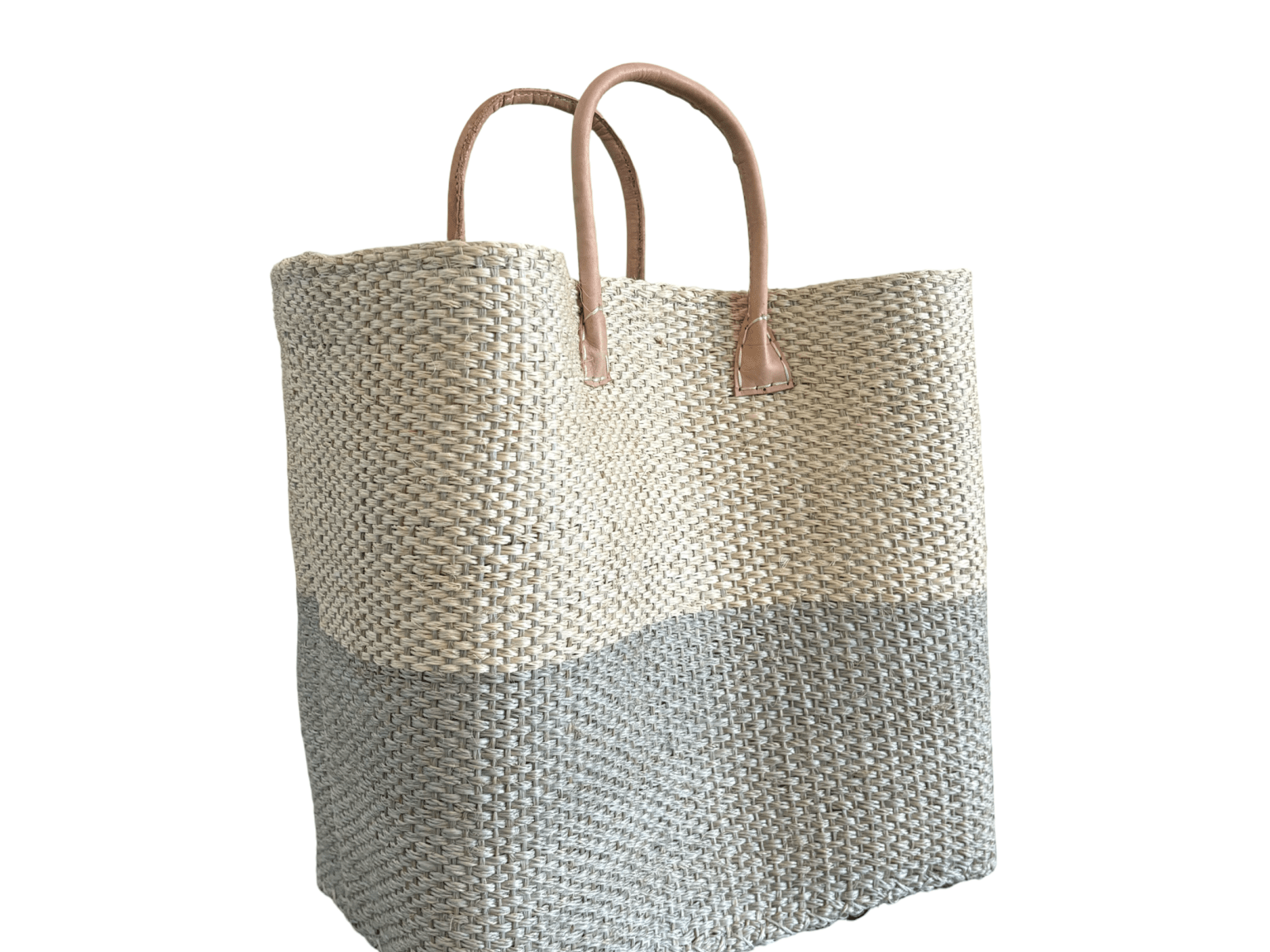 Grey and Cream Sisal Beach Basket - The Hideaway