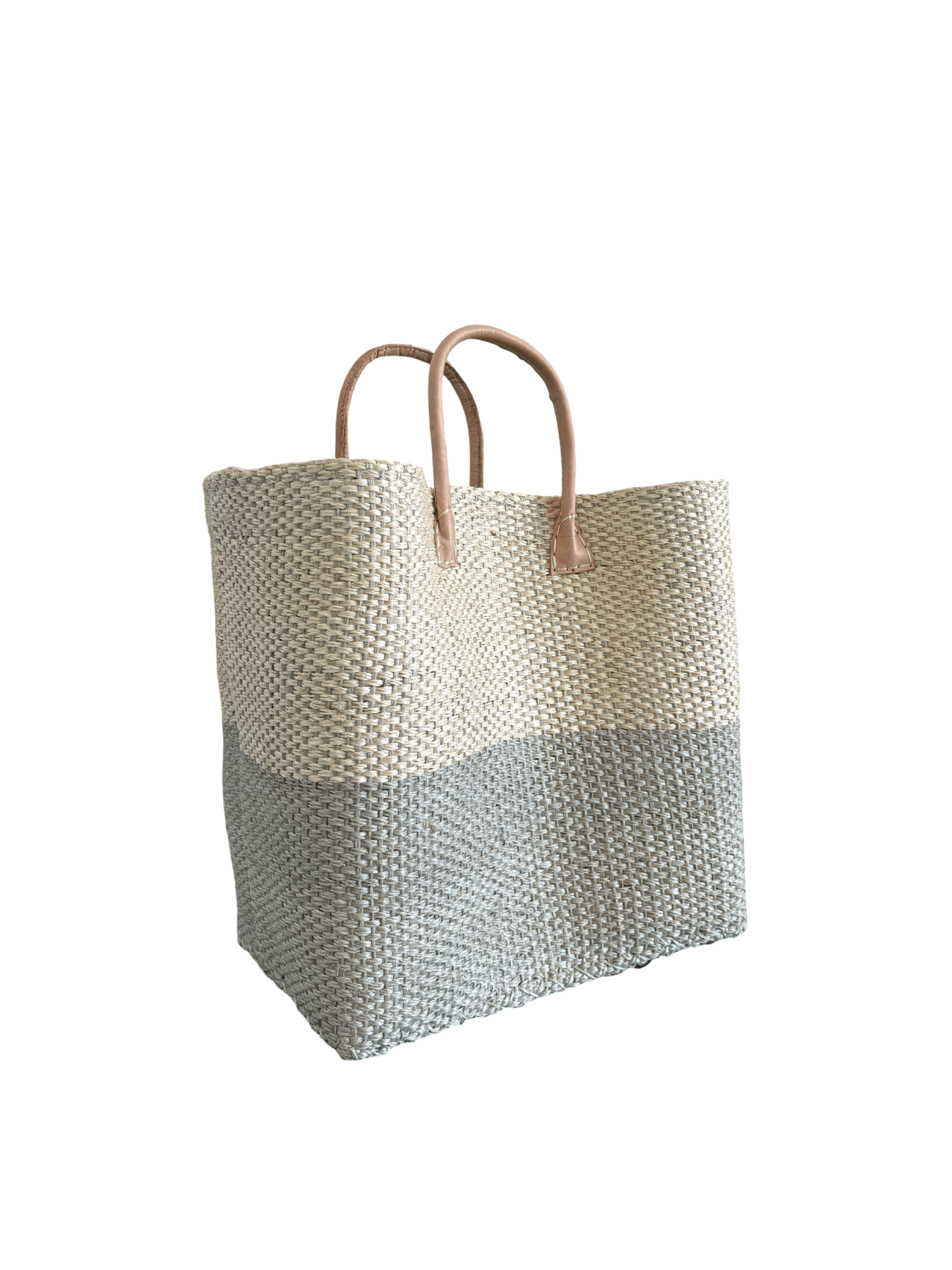 Grey and Cream Sisal Beach Basket - The Hideaway