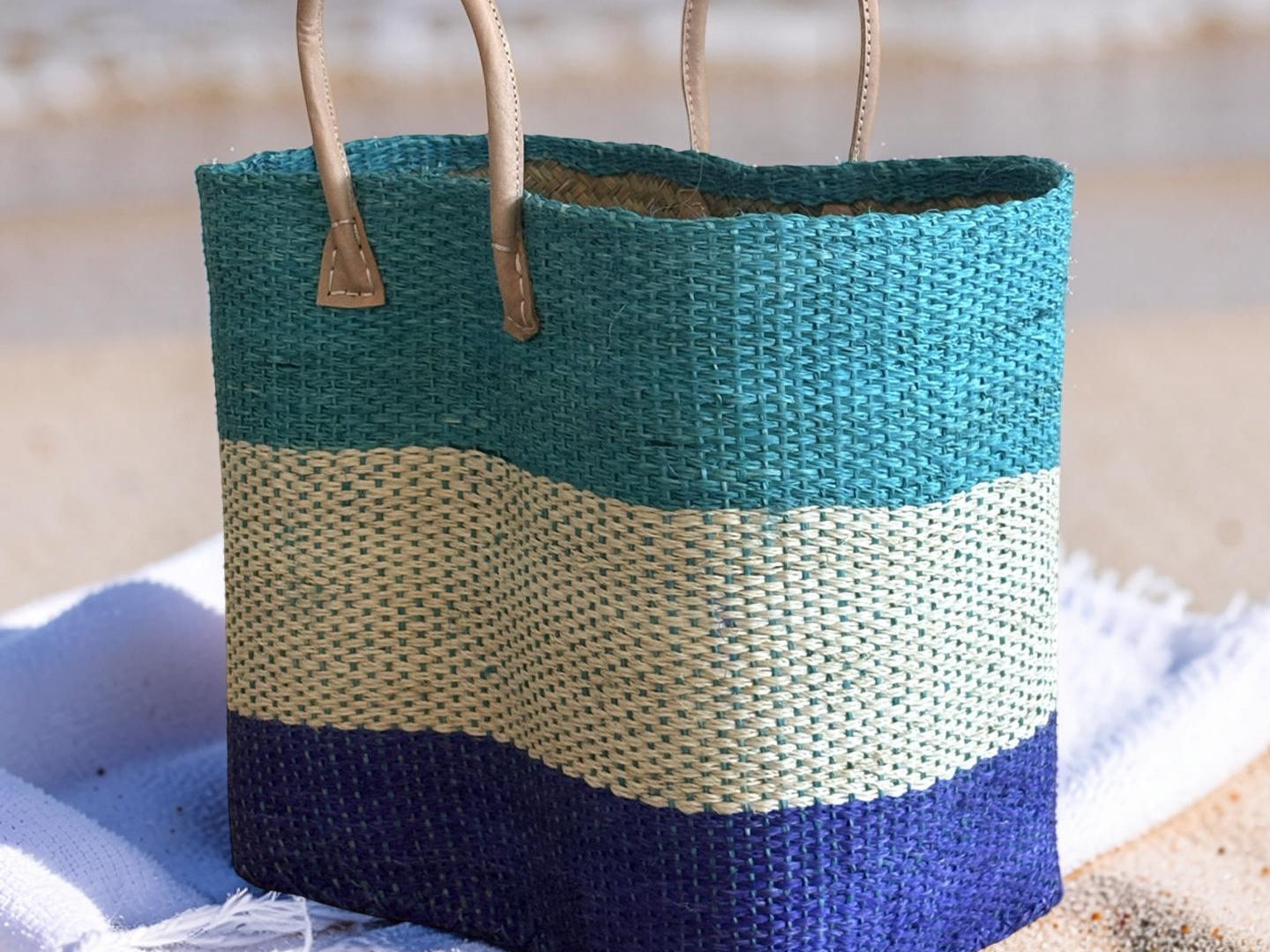 Ocean Blue Sisal Beach Basket - The Hideaway