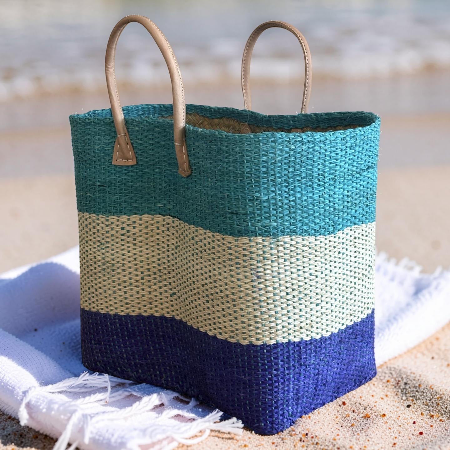 Ocean Blue Sisal Beach Basket - The Hideaway